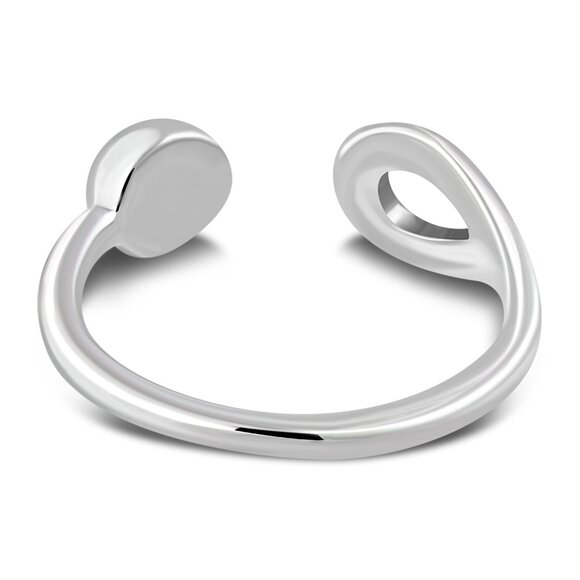 Sterling Silver Toe Ring Blue Topaz color Cubic Zirconia Hand Polished - Picture 4 of 4